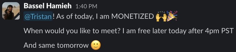 Client Slack message