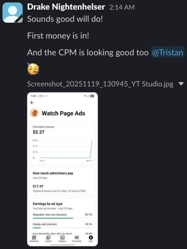 Client Slack message