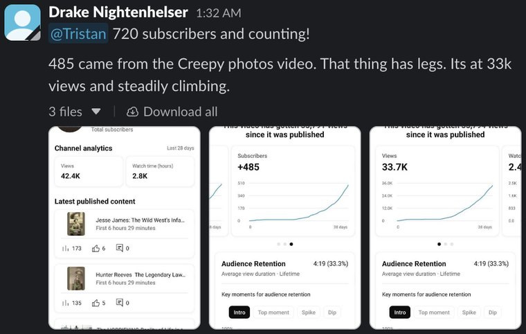 Client Slack message