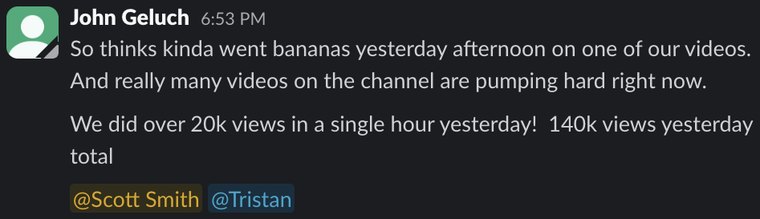Client Slack message