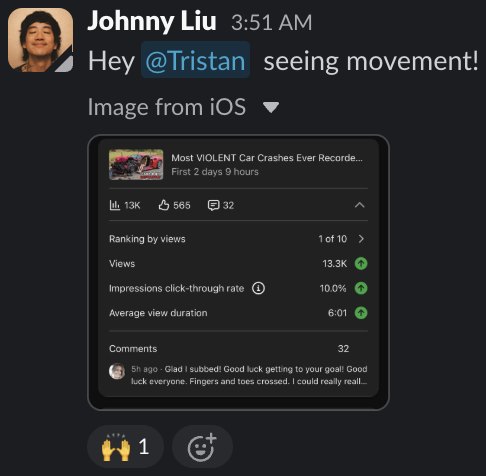 Client Slack message