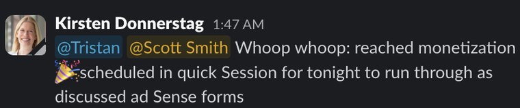 Client Slack message