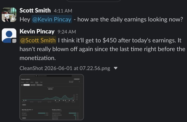 Client Slack message