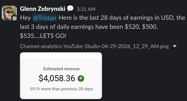 Client Slack message