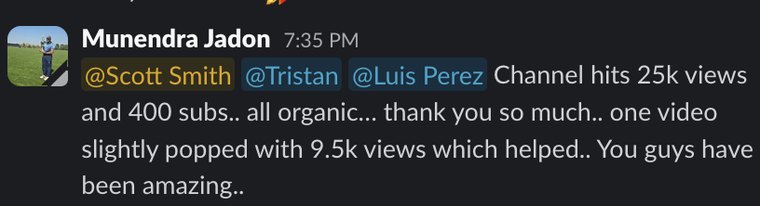 Client Slack message