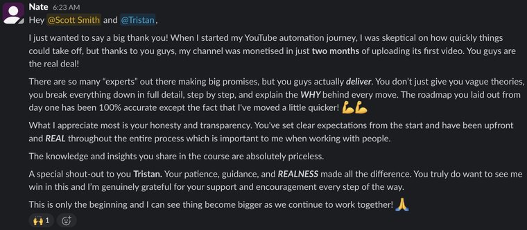 Client Slack message