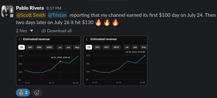 Client Slack message