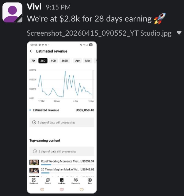 Client Slack message