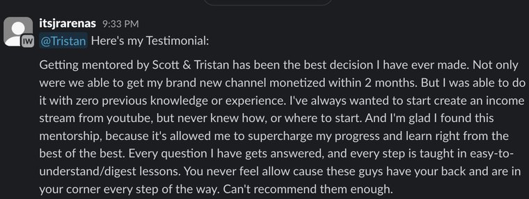Client Slack message