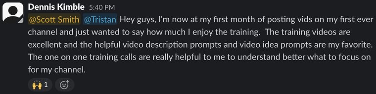 Client Slack message